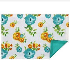 Home Collection Spring Fling Placemat Floral Rose Bed Blue Yellow Orange Green